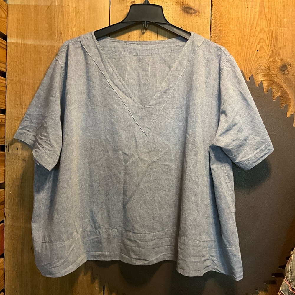 NWOT Magnolia Pearl Cotton/Silk Chambray 62” Bust Top O/S